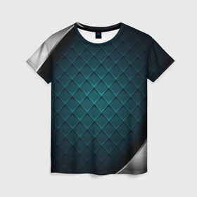 Женская футболка 3D с принтом 3D luxury metal в Петрозаводске, 100% полиэфир ( синтетическое хлопкоподобное полотно) | прямой крой, круглый вырез горловины, длина до линии бедер | luxury | versace | vip | абстракция | версаче | вип | паттерн | роскошь | текстуры