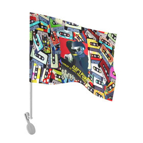 Флаг для автомобиля с принтом Daft Punk Records в Петрозаводске, 100% полиэстер | Размер: 30*21 см | by craig drake | daft punk | madeinkipish | thomas bangalter | дафт панк | маски | тома и ги мануэль