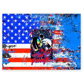 Поздравительная открытка с принтом Daft Punk american dream в Петрозаводске, 100% бумага | плотность бумаги 280 г/м2, матовая, на обратной стороне линовка и место для марки
 | by craig drake | daft punk | madeinkipish | thomas bangalter | дафт панк | маски | тома и ги мануэль
