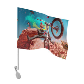 Флаг для автомобиля с принтом Riders Republic в Петрозаводске, 100% полиэстер | Размер: 30*21 см | riders republic | велосипед | гонки | игра | человек | экстрим