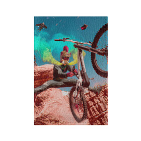 Обложка для паспорта матовая кожа с принтом Riders Republic в Петрозаводске, натуральная матовая кожа | размер 19,3 х 13,7 см; прозрачные пластиковые крепления | riders republic | велосипед | гонки | игра | человек | экстрим