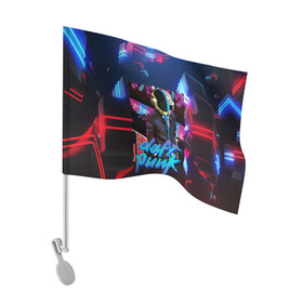 Флаг для автомобиля с принтом daft punk neon rock в Петрозаводске, 100% полиэстер | Размер: 30*21 см | by craig drake | daft punk | madeinkipish | thomas bangalter | дафт панк | маски | тома и ги мануэль