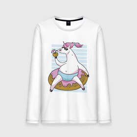 Мужской лонгслив хлопок с принтом Chilling Unicorn в Петрозаводске, 100% хлопок |  | art | cocktail | donut | drawing | unicorn | арт | единорог | коктейль | пончик | рисунок