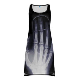 Платье-майка 3D с принтом X-Ray hand в Петрозаводске, 100% полиэстер | полуприлегающий силуэт, широкие бретели, круглый вырез горловины, удлиненный подол сзади. | hand | mouse | x ray | мышка | рука