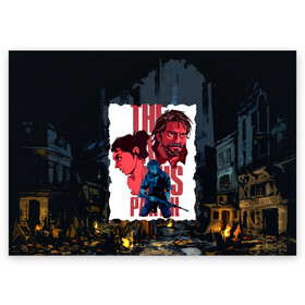 Поздравительная открытка с принтом The Last of Us Joel&Ellie в Петрозаводске, 100% бумага | плотность бумаги 280 г/м2, матовая, на обратной стороне линовка и место для марки
 | ellie | game | joel | naughty dog | part 2 | the last of us | zombie | джоэл | зомби | одни из нас | элли