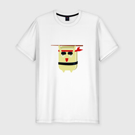 Мужская футболка хлопок Slim с принтом Гункан в Петрозаводске, 92% хлопок, 8% лайкра | приталенный силуэт, круглый вырез ворота, длина до линии бедра, короткий рукав | роллы | самурай | суши | япония | японская еда