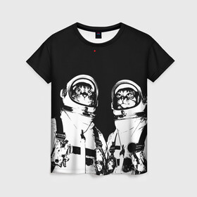 Женская футболка 3D с принтом Коты Космонавты в Петрозаводске, 100% полиэфир ( синтетическое хлопкоподобное полотно) | прямой крой, круглый вырез горловины, длина до линии бедер | Тематика изображения на принте: 12 | 1961 | astronaut | cat | gagarin | mars | nasa | space | spacex | sssr | yuri | апрель | астронавт | гагарин | день | земля | космонавт | космонавтика | космос | кот | коты | кошка | лазер | луна | марс | наса | планета | поехали | полё