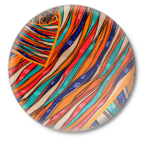 Значок с принтом Абстрактное течение в Петрозаводске,  металл | круглая форма, металлическая застежка в виде булавки | абстрактное течение | абстракция | витраж | колейдоскоп | линии | мозаика | палитра | полосы | радуга | текстуры | узор | цвета