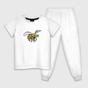 Детская пижама хлопок с принтом Грозная Пчела в Петрозаводске, 100% хлопок |  брюки и футболка прямого кроя, без карманов, на брюках мягкая резинка на поясе и по низу штанин
 | грозная пчела | злая пчела | насекомое | пчела | пчела воин | рисунок
