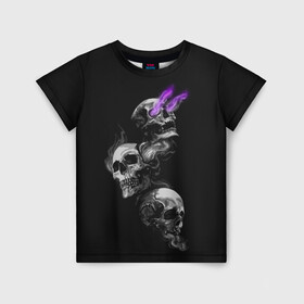 Детская футболка 3D с принтом Soul Skull в Петрозаводске, 100% гипоаллергенный полиэфир | прямой крой, круглый вырез горловины, длина до линии бедер, чуть спущенное плечо, ткань немного тянется | death | skelet | skeleton | skulls | souls | душа | души | скелет | скелетон | черепа | черепушка