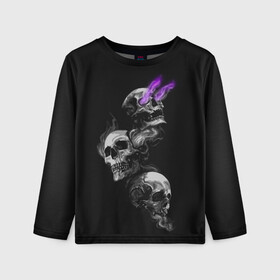 Детский лонгслив 3D с принтом Soul Skull в Петрозаводске, 100% полиэстер | длинные рукава, круглый вырез горловины, полуприлегающий силуэт
 | death | skelet | skeleton | skulls | souls | душа | души | скелет | скелетон | черепа | черепушка