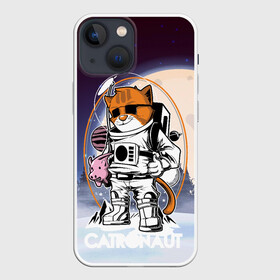 Чехол для iPhone 13 mini с принтом Catronaut в Петрозаводске,  |  | moon | арт | день космонавтики | звезды | космонавт | космос | лого | луна | небо | планеты