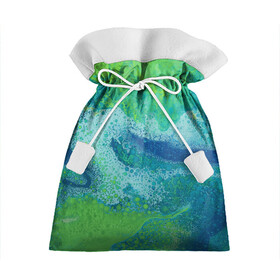 Подарочный 3D мешок с принтом Художественная Тина в Петрозаводске, 100% полиэстер | Размер: 29*39 см | абстракция | зеленый | кляксы | пятна | разводы | синий