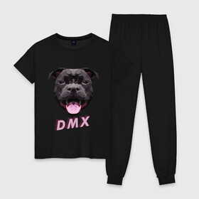 Женская пижама хлопок с принтом DMX Low Poly Boomer Dog в Петрозаводске, 100% хлопок | брюки и футболка прямого кроя, без карманов, на брюках мягкая резинка на поясе и по низу штанин | 3d | 3д | abstract | boomer | dog | dogs | grand champ | nfs game | puppy | raff ryders | staff | stafford | year of the dog | абстракция | бумер | лоу поли | пёс | питбуль | полигоны | порода | рэпер | рэппер | стафф | стаффорд | стаффордширский