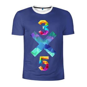 Мужская футболка 3D спортивная с принтом 3X5 в Петрозаводске, 100% полиэстер с улучшенными характеристиками | приталенный силуэт, круглая горловина, широкие плечи, сужается к линии бедра | year | год | математика | радужный | цветной | цифры