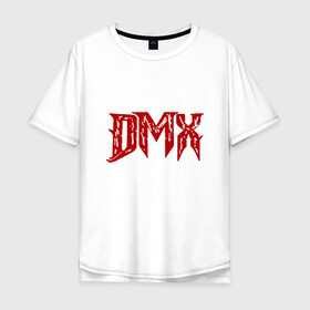 Мужская футболка хлопок Oversize с принтом DMX - Red & White в Петрозаводске, 100% хлопок | свободный крой, круглый ворот, “спинка” длиннее передней части | Тематика изображения на принте: dmx | dog | earl simmons | hip hop | music | new york | rap | rapper | rip | ruff ryders | диэмикс | музыка | нью йорк | пёс | рэп | рэпер | хипхоп | эрл симмонс