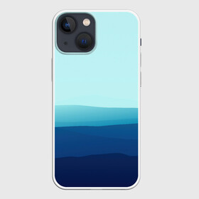 Чехол для iPhone 13 mini с принтом Море в Петрозаводске,  |  | арт | вектор | векторный рисунок | геометрические фигуры | геометрия | линии | море | небо | оттенки синего | рисунок | синий