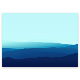 Поздравительная открытка с принтом Море в Петрозаводске, 100% бумага | плотность бумаги 280 г/м2, матовая, на обратной стороне линовка и место для марки
 | Тематика изображения на принте: арт | вектор | векторный рисунок | геометрические фигуры | геометрия | линии | море | небо | оттенки синего | рисунок | синий