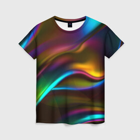 Женская футболка 3D с принтом Градиент в Петрозаводске, 100% полиэфир ( синтетическое хлопкоподобное полотно) | прямой крой, круглый вырез горловины, длина до линии бедер | gradient | вектор | графика | заливка | цвет
