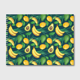 Альбом для рисования с принтом Фрукты в Петрозаводске, 100% бумага
 | матовая бумага, плотность 200 мг. | avokado | авокадо | бананы | лимоны | фрукты
