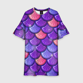 Детское платье 3D с принтом Цветная чешуя в Петрозаводске, 100% полиэстер | прямой силуэт, чуть расширенный к низу. Круглая горловина, на рукавах — воланы | рыбья кожа | текстура | цветная чешуя | цветные чешуйки | чешуя