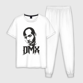 Мужская пижама хлопок с принтом DMX - Легенда в Петрозаводске, 100% хлопок | брюки и футболка прямого кроя, без карманов, на брюках мягкая резинка на поясе и по низу штанин
 | dmx | dog | earl simmons | hip hop | music | new york | rap | rapper | rip | ruff ryders | диэмикс | музыка | нью йорк | пёс | рэп | рэпер | хипхоп | эрл симмонс