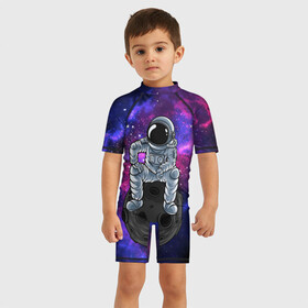Детский купальный костюм 3D с принтом Distant galaxy в Петрозаводске, Полиэстер 85%, Спандекс 15% | застежка на молнии на спине | nasa | space | spacex | star | абстракция | астронавт | астрономия | вселенная | галактика | геометрия | звёзды | космонавт | космос | текстура