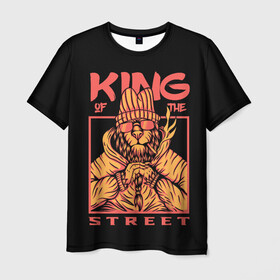 Мужская футболка 3D с принтом KING Street в Петрозаводске, 100% полиэфир | прямой крой, круглый вырез горловины, длина до линии бедер | animal | brutal | king | megane | of | street | the | горила | животное | зверь | король | обезьяна | реп | улиц | хипстер