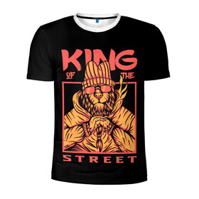Мужская футболка 3D спортивная с принтом KING Street в Петрозаводске, 100% полиэстер с улучшенными характеристиками | приталенный силуэт, круглая горловина, широкие плечи, сужается к линии бедра | animal | brutal | king | megane | of | street | the | горила | животное | зверь | король | обезьяна | реп | улиц | хипстер