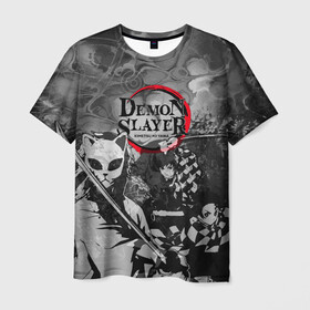Мужская футболка 3D с принтом The demons must die в Петрозаводске, 100% полиэфир | прямой крой, круглый вырез горловины, длина до линии бедер | anime | demon slayers | аниме | клинок рассекающий демонов | манга | мультфильм | персонажи | танджиро камадо