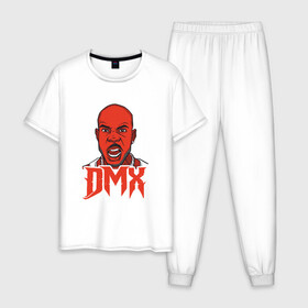Мужская пижама хлопок с принтом DMX Red в Петрозаводске, 100% хлопок | брюки и футболка прямого кроя, без карманов, на брюках мягкая резинка на поясе и по низу штанин
 | dmx | dog | earl simmons | hip hop | music | new york | rap | rapper | rip | ruff ryders | диэмикс | музыка | нью йорк | пёс | рэп | рэпер | хипхоп | эрл симмонс