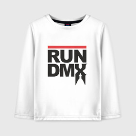 Детский лонгслив хлопок с принтом RUN DMX в Петрозаводске, 100% хлопок | круглый вырез горловины, полуприлегающий силуэт, длина до линии бедер | dmx | dog | earl simmons | hip hop | music | new york | rap | rapper | rip | ruff ryders | диэмикс | музыка | нью йорк | пёс | рэп | рэпер | хипхоп | эрл симмонс