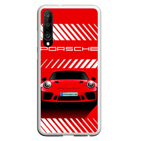 Чехол для Honor P30 с принтом PORSCHE / ПОРШЕ / RED STYLE в Петрозаводске, Силикон | Область печати: задняя сторона чехла, без боковых панелей | 911 | auto | carrera | cayenne | macan | porsche | sportcar | taycan | автомобиль | градиент. | каен | карера | красный | макан | полосы | порш | порше | спорт | спорткар | тайкан