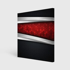 Холст квадратный с принтом 3D Красные соты металлические в Петрозаводске, 100% ПВХ |  | luxury | versace | vip | абстракция | версаче | вип | паттерн | роскошь | текстуры