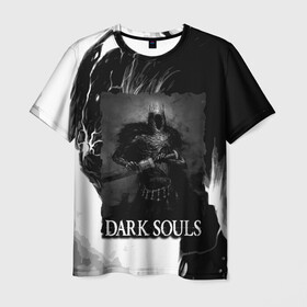 Мужская футболка 3D с принтом DARKSOULS | ТЁМНЫЙ РЫЦАРЬ в Петрозаводске, 100% полиэфир | прямой крой, круглый вырез горловины, длина до линии бедер | dark souls | darksouls | tegunvte | демоны | рыцарь | средневековье | темные души