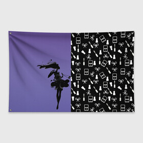 Флаг-баннер с принтом Косметичка в Петрозаводске, 100% полиэстер | размер 67 х 109 см, плотность ткани — 95 г/м2; по краям флага есть четыре люверса для крепления | визажистам | девушка. тушь | ножницы | помада | тени