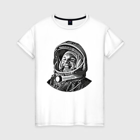 Женская футболка хлопок с принтом Поехали Ю.Г. в Петрозаводске, 100% хлопок | прямой крой, круглый вырез горловины, длина до линии бедер, слегка спущенное плечо | moon | арт | гагарин | день космонавтики | звезды | космонавт | космос | лого | луна | небо | планеты
