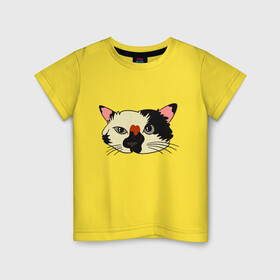 Детская футболка хлопок с принтом Милая мордочка сердитого кота в Петрозаводске, 100% хлопок | круглый вырез горловины, полуприлегающий силуэт, длина до линии бедер | Тематика изображения на принте: art | cat | cat face | cats | cute | grumpy | home | kawaii | kitten | kitty | pussycat | арт | кавайи | котейка | котёнок | котик | котяра | кошечка | кошка | лицо | милота | моська | рисунок | смешные животные | сны | сон | устав