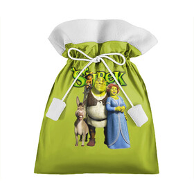 Подарочный 3D мешок с принтом Шрек Shrek в Петрозаводске, 100% полиэстер | Размер: 29*39 см | cartoon | fiona | shrek | болото | детям | комедия | кот в сапогах | мультик | огр | осел | персонажи мультфильмов | тролль | фиона | шрек