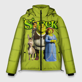 Мужская зимняя куртка 3D с принтом Шрек Shrek в Петрозаводске, верх — 100% полиэстер; подкладка — 100% полиэстер; утеплитель — 100% полиэстер | длина ниже бедра, свободный силуэт Оверсайз. Есть воротник-стойка, отстегивающийся капюшон и ветрозащитная планка. 

Боковые карманы с листочкой на кнопках и внутренний карман на молнии. | Тематика изображения на принте: cartoon | fiona | shrek | болото | детям | комедия | кот в сапогах | мультик | огр | осел | персонажи мультфильмов | тролль | фиона | шрек