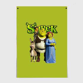 Постер с принтом Шрек Shrek в Петрозаводске, 100% бумага
 | бумага, плотность 150 мг. Матовая, но за счет высокого коэффициента гладкости имеет небольшой блеск и дает на свету блики, но в отличии от глянцевой бумаги не покрыта лаком | cartoon | fiona | shrek | болото | детям | комедия | кот в сапогах | мультик | огр | осел | персонажи мультфильмов | тролль | фиона | шрек