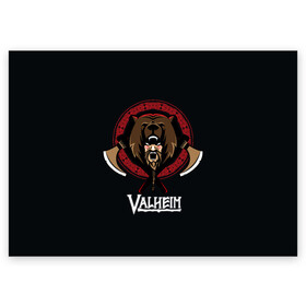 Поздравительная открытка с принтом Valheim Viking Bear в Петрозаводске, 100% бумага | плотность бумаги 280 г/м2, матовая, на обратной стороне линовка и место для марки
 | fantasy | mmo | valheim | valve | валхейм | вальхейм | викинги | выживалка | игра | королевская битва | ммо | ролевая игра | фэнтази