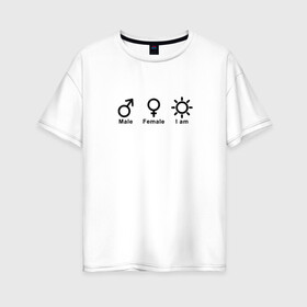 Женская футболка хлопок Oversize с принтом Без гендера в Петрозаводске, 100% хлопок | свободный крой, круглый ворот, спущенный рукав, длина до линии бедер
 | agender | no genger | агендер | гендер