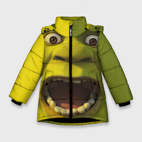 Зимняя куртка для девочек 3D с принтом Shrek Шрек в Петрозаводске, ткань верха — 100% полиэстер; подклад — 100% полиэстер, утеплитель — 100% полиэстер. | длина ниже бедра, удлиненная спинка, воротник стойка и отстегивающийся капюшон. Есть боковые карманы с листочкой на кнопках, утяжки по низу изделия и внутренний карман на молнии. 

Предусмотрены светоотражающий принт на спинке, радужный светоотражающий элемент на пуллере молнии и на резинке для утяжки. | Тематика изображения на принте: 20 | 4к | boots | cat | donkey | fiona | green | in | me | meme | memes | once | shrek | somebody | told | в | зеленый | кот | лет | мем | мемы | мульт | мультфильм | огр | огры | осел | сапогах | фиона | шрек