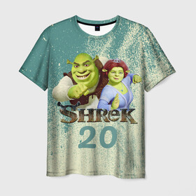 Мужская футболка 3D с принтом Shrek в Петрозаводске, 100% полиэфир | прямой крой, круглый вырез горловины, длина до линии бедер | Тематика изображения на принте: dreamworks | shrek | арт | лого | мультфильм | постер | шрек
