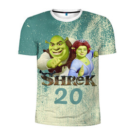 Мужская футболка 3D спортивная с принтом Shrek в Петрозаводске, 100% полиэстер с улучшенными характеристиками | приталенный силуэт, круглая горловина, широкие плечи, сужается к линии бедра | dreamworks | shrek | арт | лого | мультфильм | постер | шрек