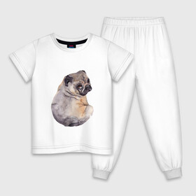 Детская пижама хлопок с принтом Мопс в Петрозаводске, 100% хлопок |  брюки и футболка прямого кроя, без карманов, на брюках мягкая резинка на поясе и по низу штанин
 | животные | мопс | питомцы | собака | собаки