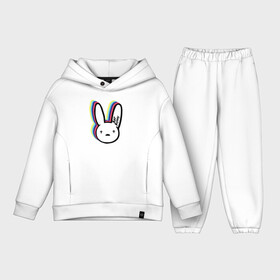 Детский костюм хлопок Oversize с принтом Bad Bunny logo в Петрозаводске,  |  | Тематика изображения на принте: bad bunny | benito antonio martnez ocasio | hip hop | latin trap | logo | music | rap | rnb | singer | star | бенито антонио мартинес окасио | звезда | латинский трэп | логотип | музыка | певец | рнб | рэп | хип хоп