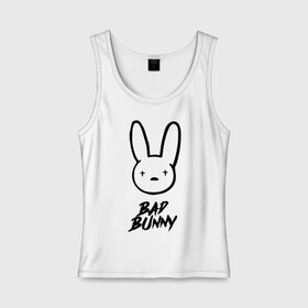 Женская майка хлопок с принтом Bad Bunny лого в Петрозаводске, 95% хлопок, 5% эластан |  | bad bunny | benito antonio martnez ocasio | hip hop | latin trap | logo | music | rap | rnb | singer | star | бенито антонио мартинес окасио | звезда | латинский трэп | логотип | музыка | певец | рнб | рэп | хип хоп