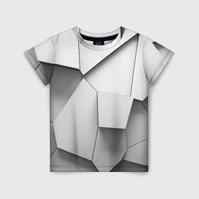 Детская футболка 3D с принтом Слом плитки в Петрозаводске, 100% гипоаллергенный полиэфир | прямой крой, круглый вырез горловины, длина до линии бедер, чуть спущенное плечо, ткань немного тянется | абстракция | геометрия | объем | плитка | слом